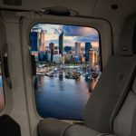 View over Perth city from a private charter flight